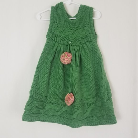 🔴 Gymboree little girl size 3T green knit sweater dress (A28) - Picture 1 of 7